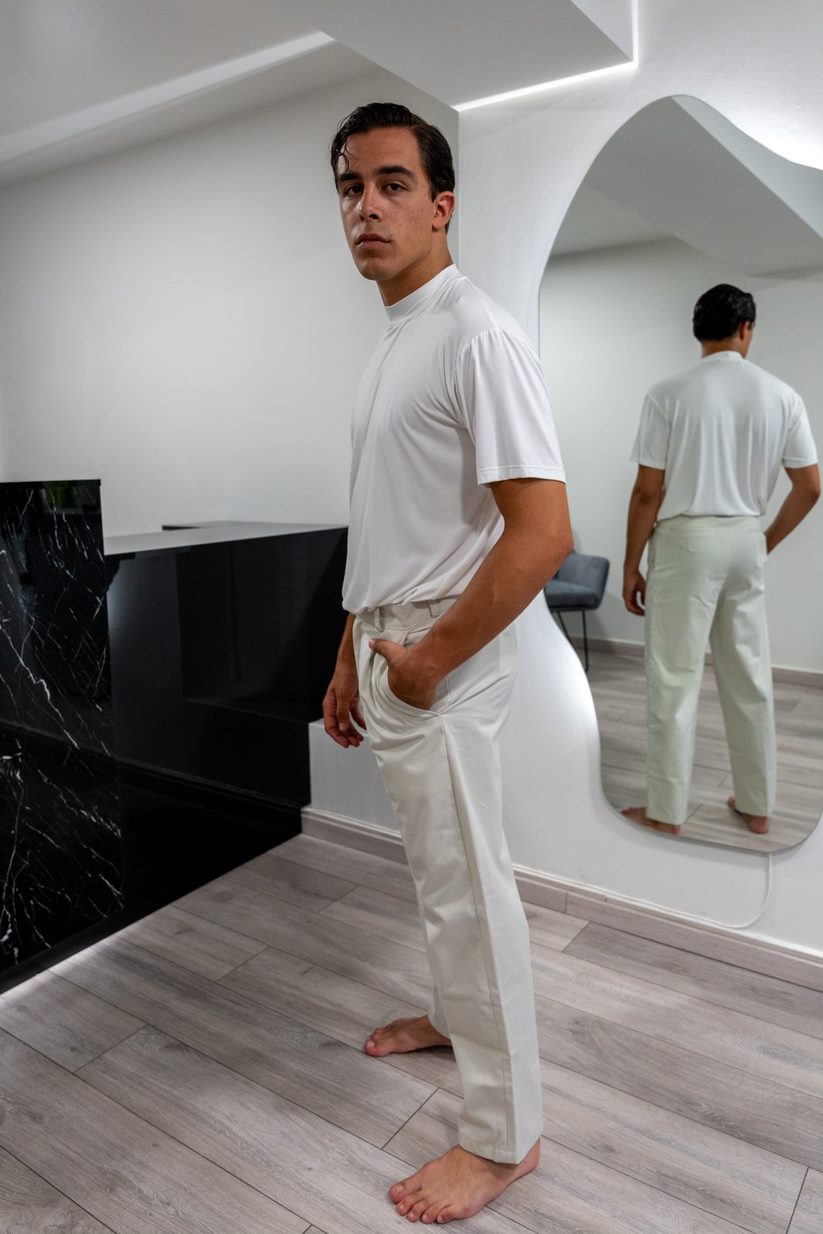 “MUST HAVE” SKINNY SMART TROUSERS IN OFF WHITE “CT BRAND DESIGN”